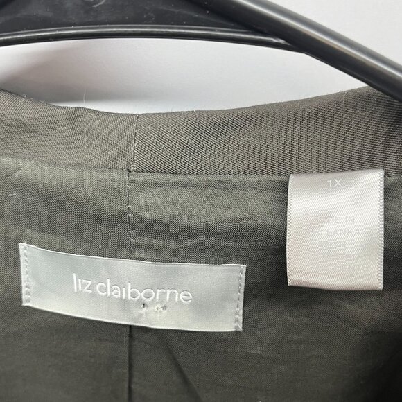 Liz Claiborne Shawl Collar Jacket Dark Gray ¾ Sleeves Size‎ MP - Picture 7 of 7